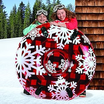 Amazon | Pipeline Red Hot Plaid Inflatable Snow Tube | 雪
